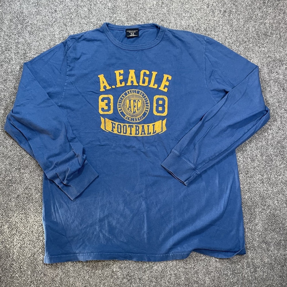 Vintage American Eagle Mens XLarge Long Sleeve Varsity Football T Shirt Applique